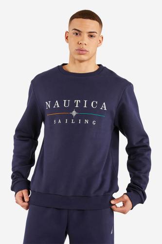 Nautica ανδρική βαμβακερή μπλούζα φούτερ με contrast κεντημένες λεπτομέρειες - N1K01281 Σκούρο Μπλε M